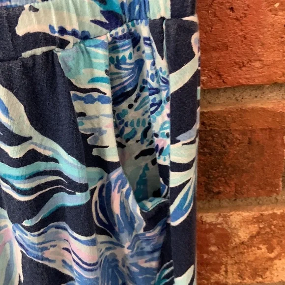 Lilly Pulitzer Odessa Girls Blue Patterned Ruffle Jumpsuit - Picture 8 of 11